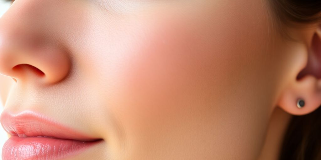 A woman's radiant face with clear, healthy skin.