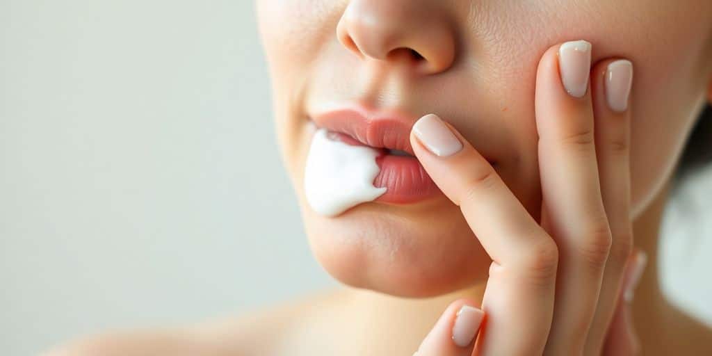 Close-up, person applying face cream