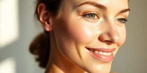 Woman with glowing, even-toned skin.