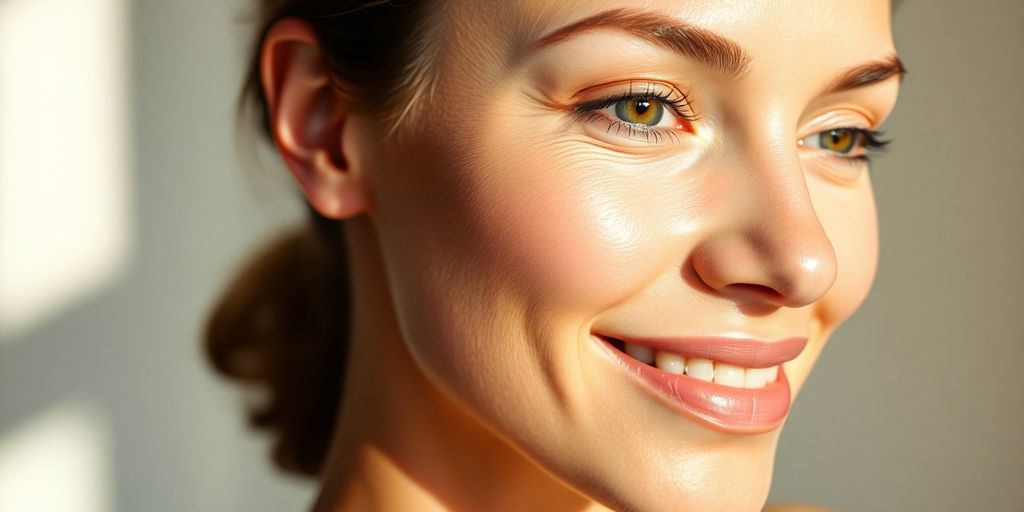 Woman with glowing, even-toned skin.