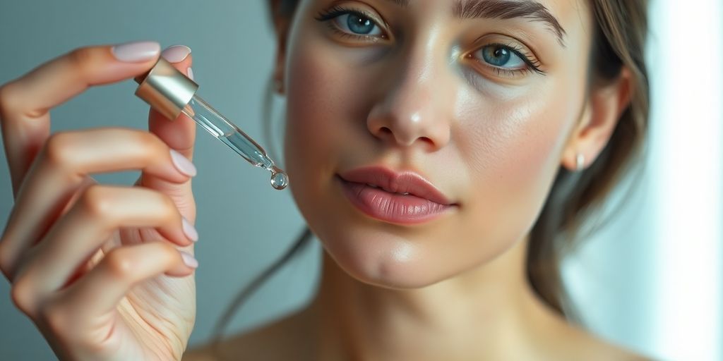 Woman applying salicylic acid serum to her face.