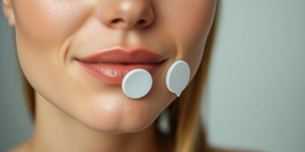 Woman's radiant face, glycolic pads.