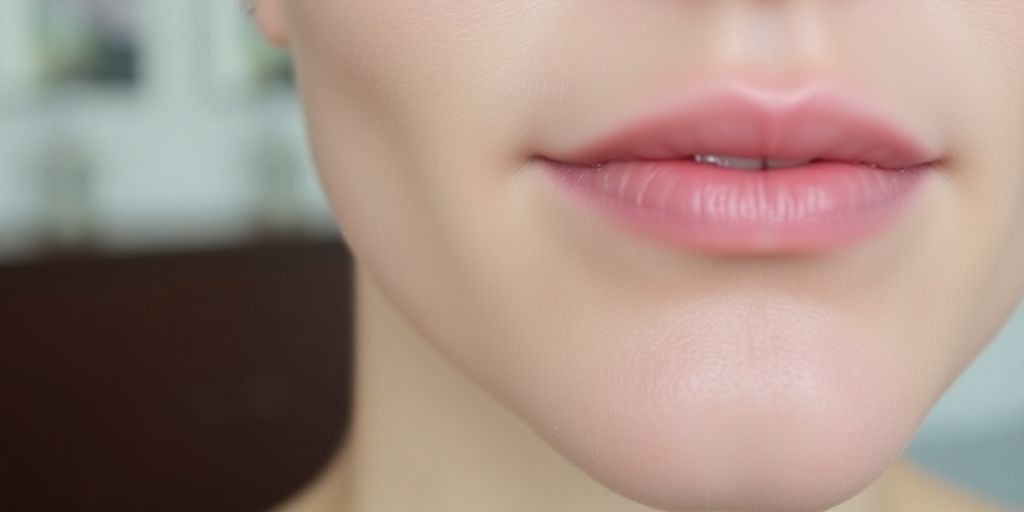 Close-up of clear skin with a single red pimple.