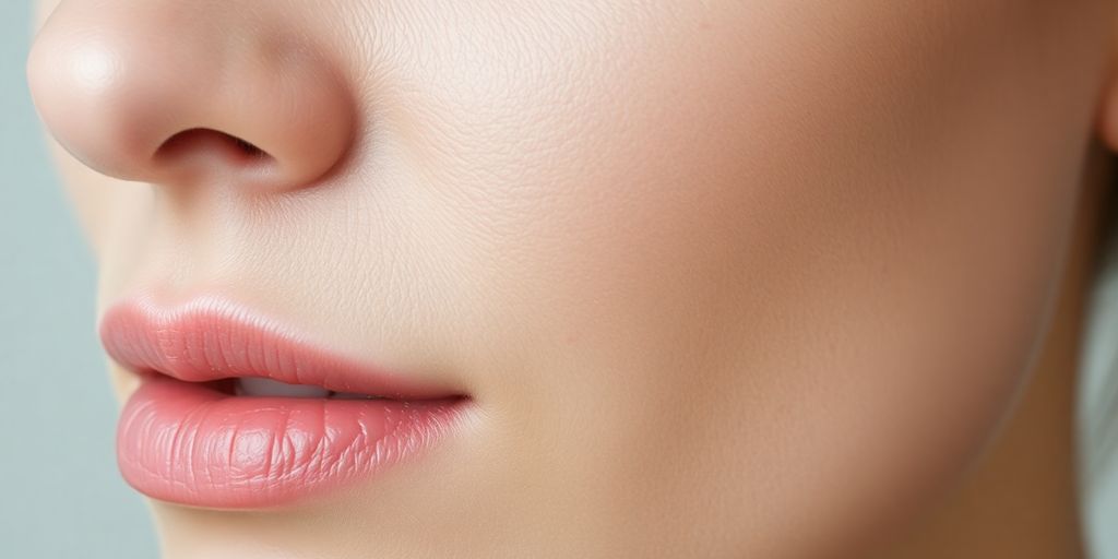 Close-up of a clear, smooth face with no black spots or holes.