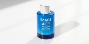 Image Skincare ACE Serum bottle with glowing skin.