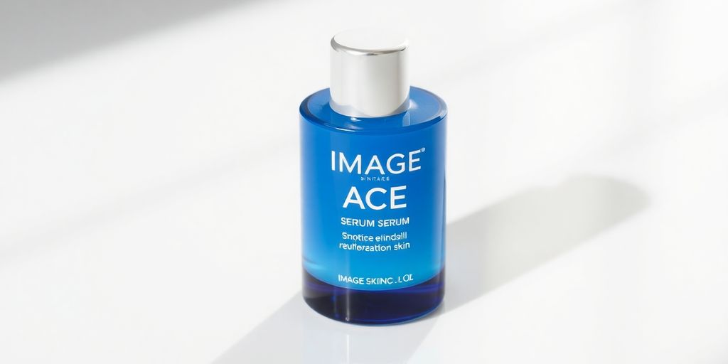 Image Skincare ACE Serum bottle with glowing skin.